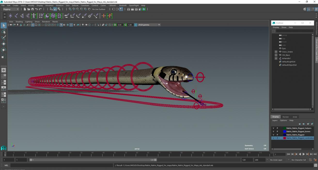 Natrix Natrix Rigged for Maya 3D model