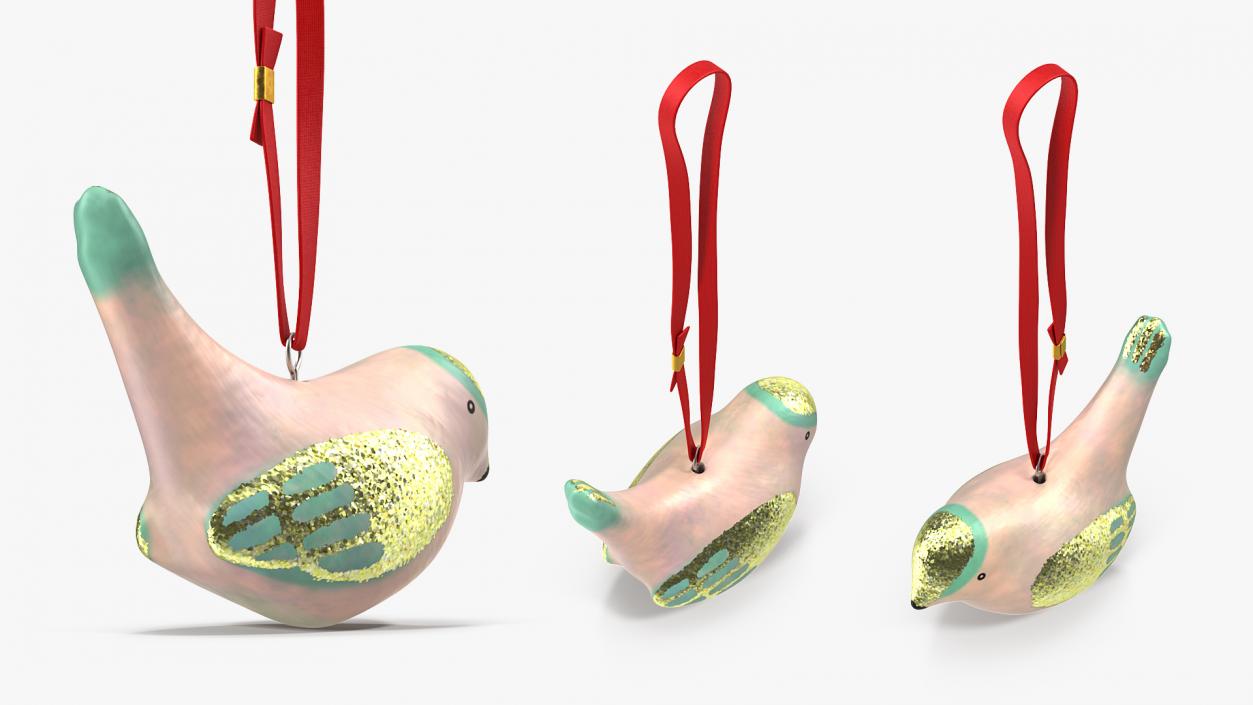 Ornament Bird Pearl with Rope 3D model