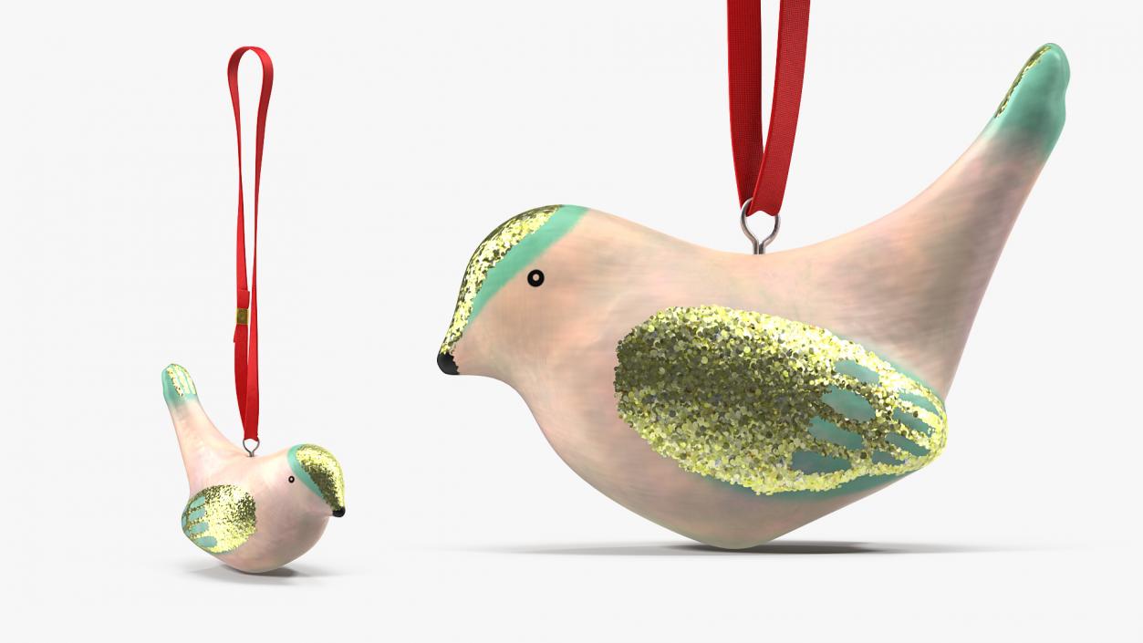 Ornament Bird Pearl with Rope 3D model