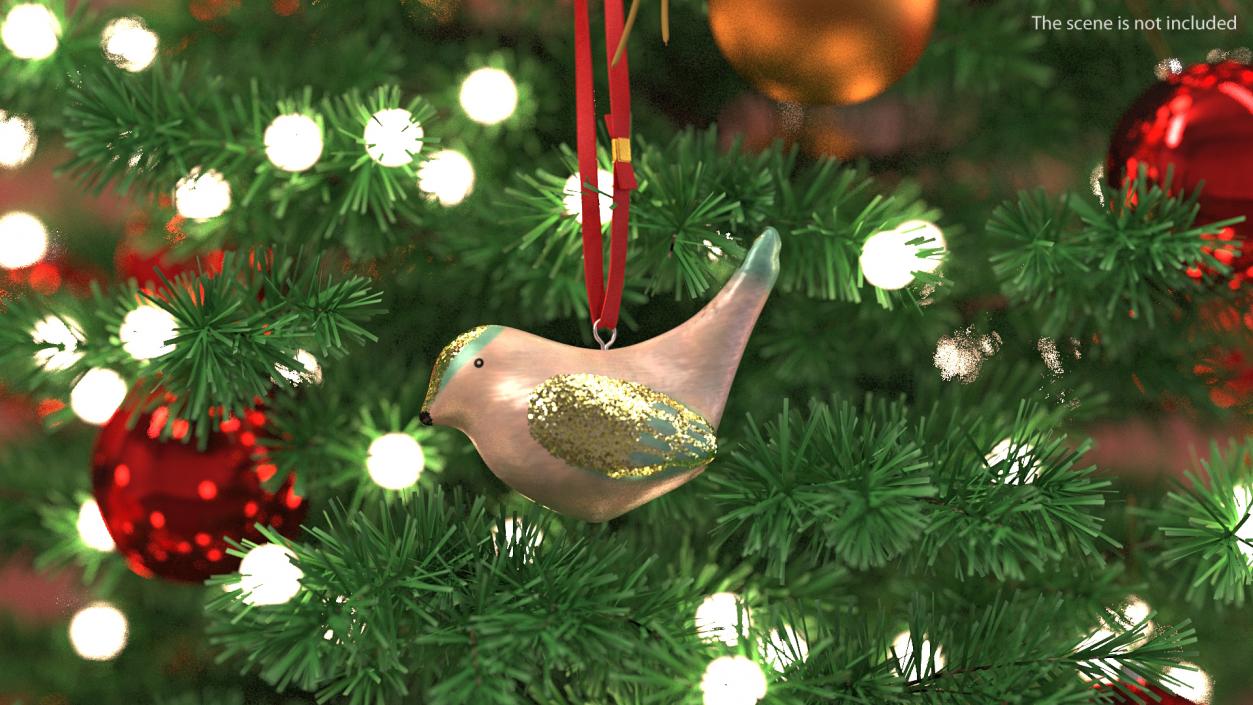 Ornament Bird Pearl with Rope 3D model