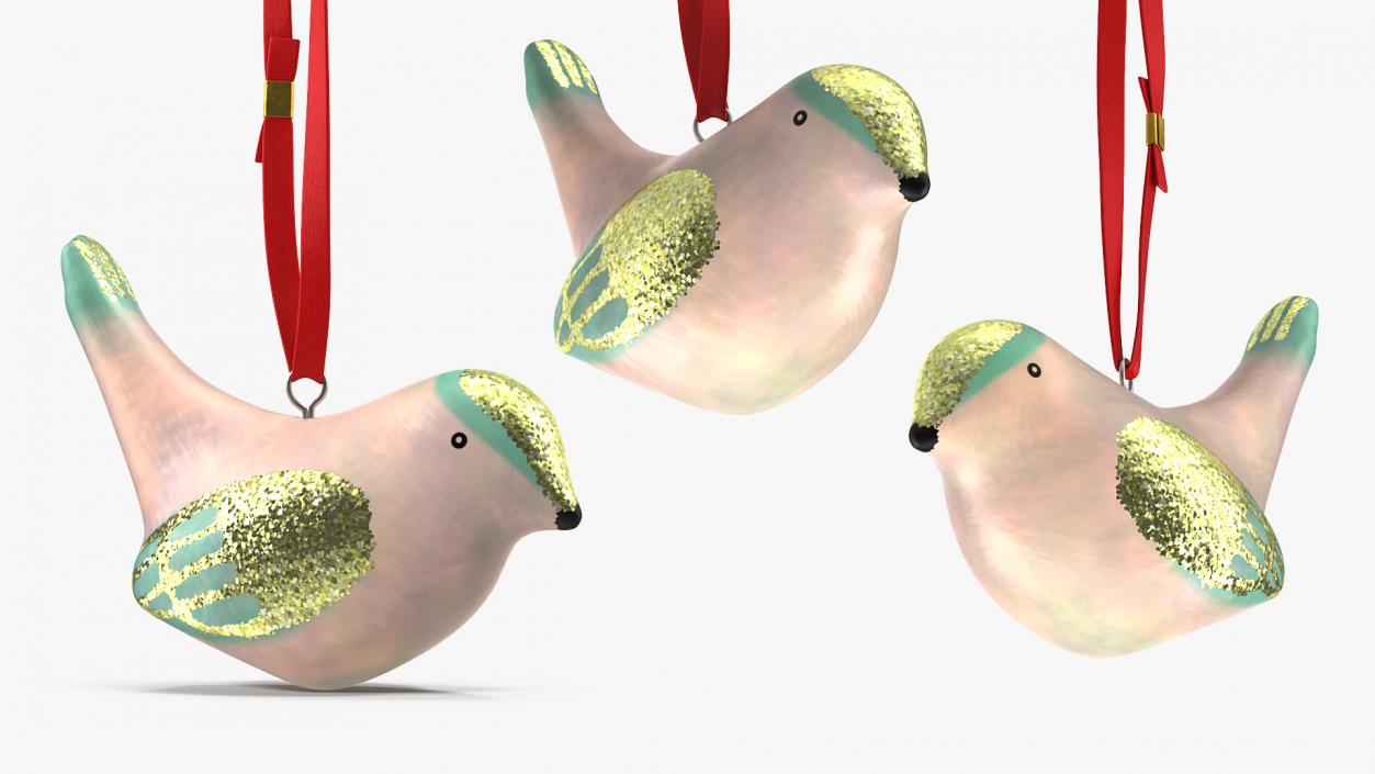 Ornament Bird Pearl with Rope 3D model