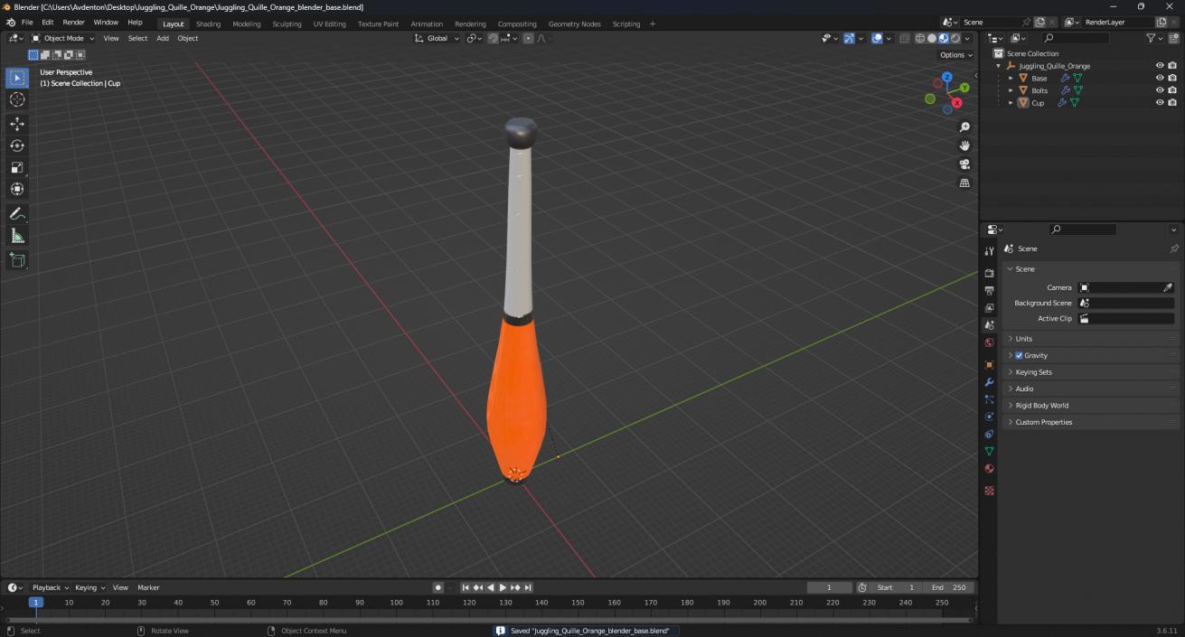 Juggling Quille Orange 3D