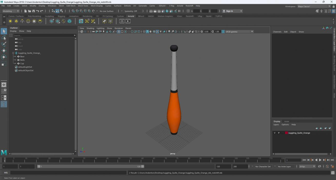 Juggling Quille Orange 3D