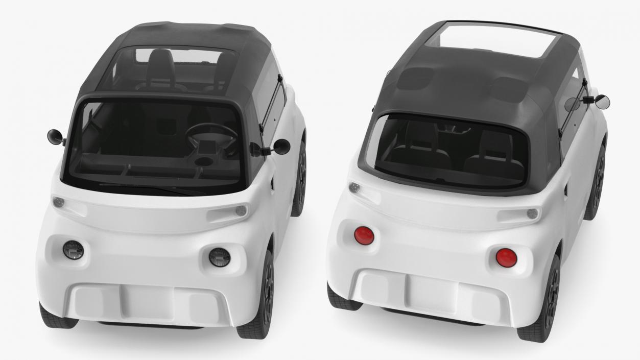 3D Little Electric Car Simple Interior Rigged for Cinema 4D