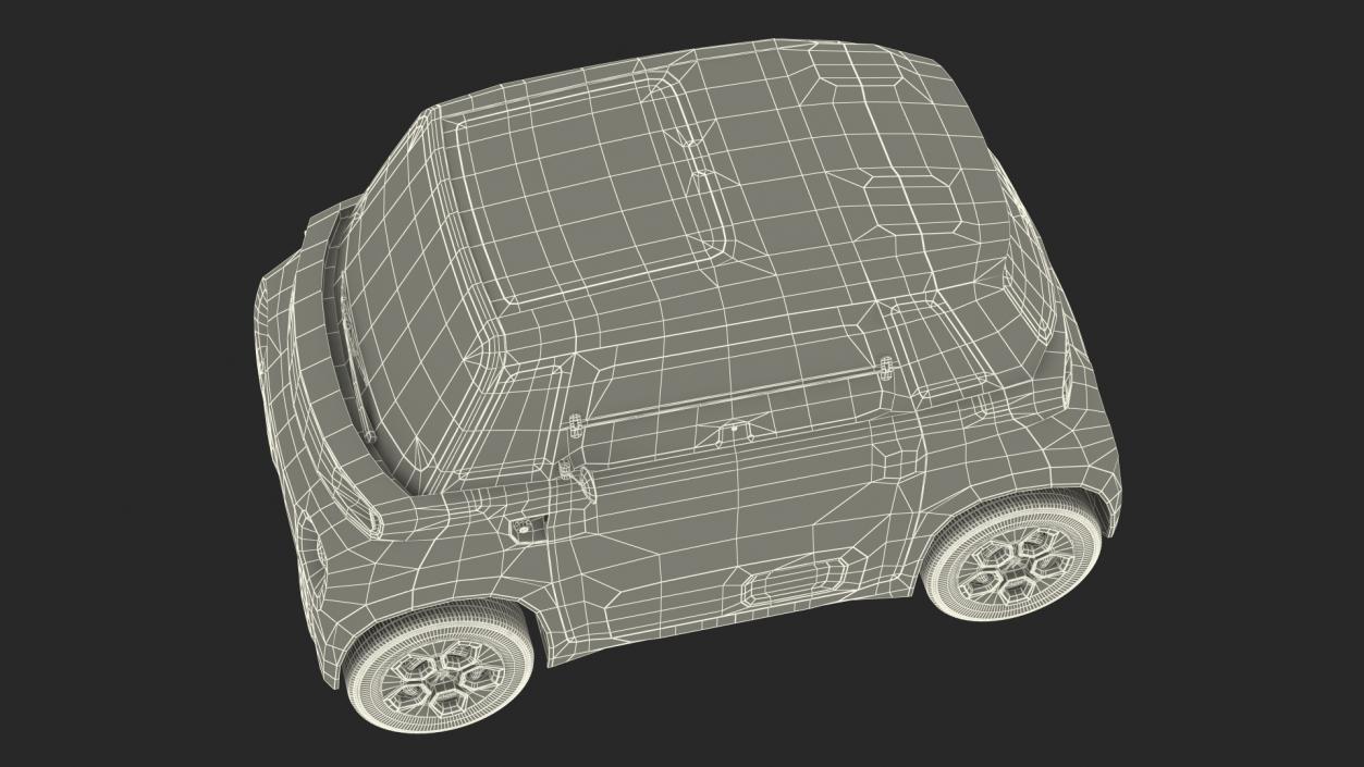 3D Little Electric Car Simple Interior Rigged for Maya