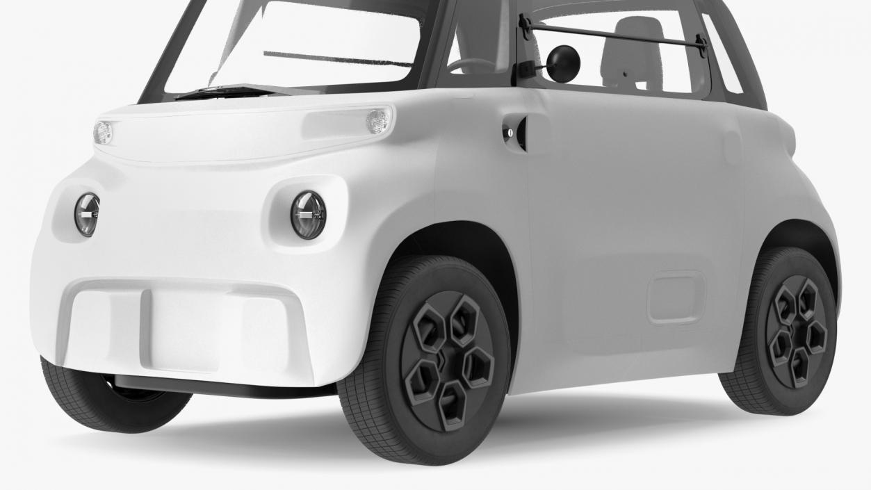 Little Electric Car Simple Interior Rigged 3D