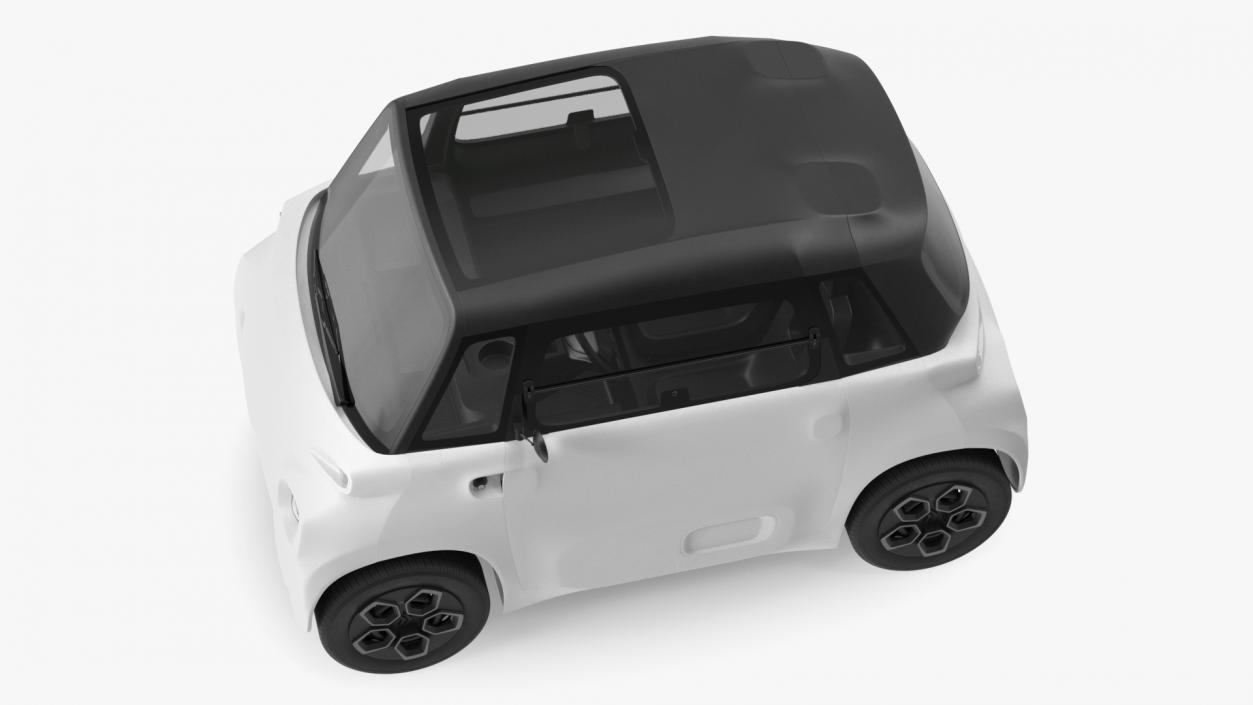 Little Electric Car Simple Interior Rigged 3D