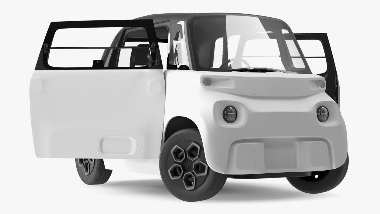 Little Electric Car Simple Interior Rigged 3D