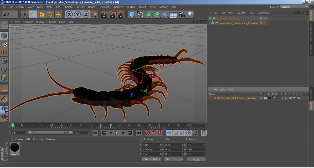 Scolopendra Subspinipes Crawling 3D