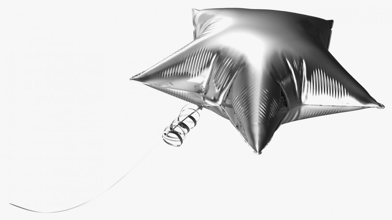 Silver Star Foil Balloon 3D model