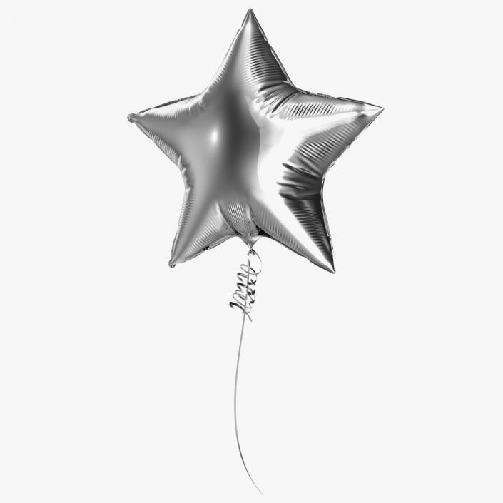 Silver Star Foil Balloon 3D model