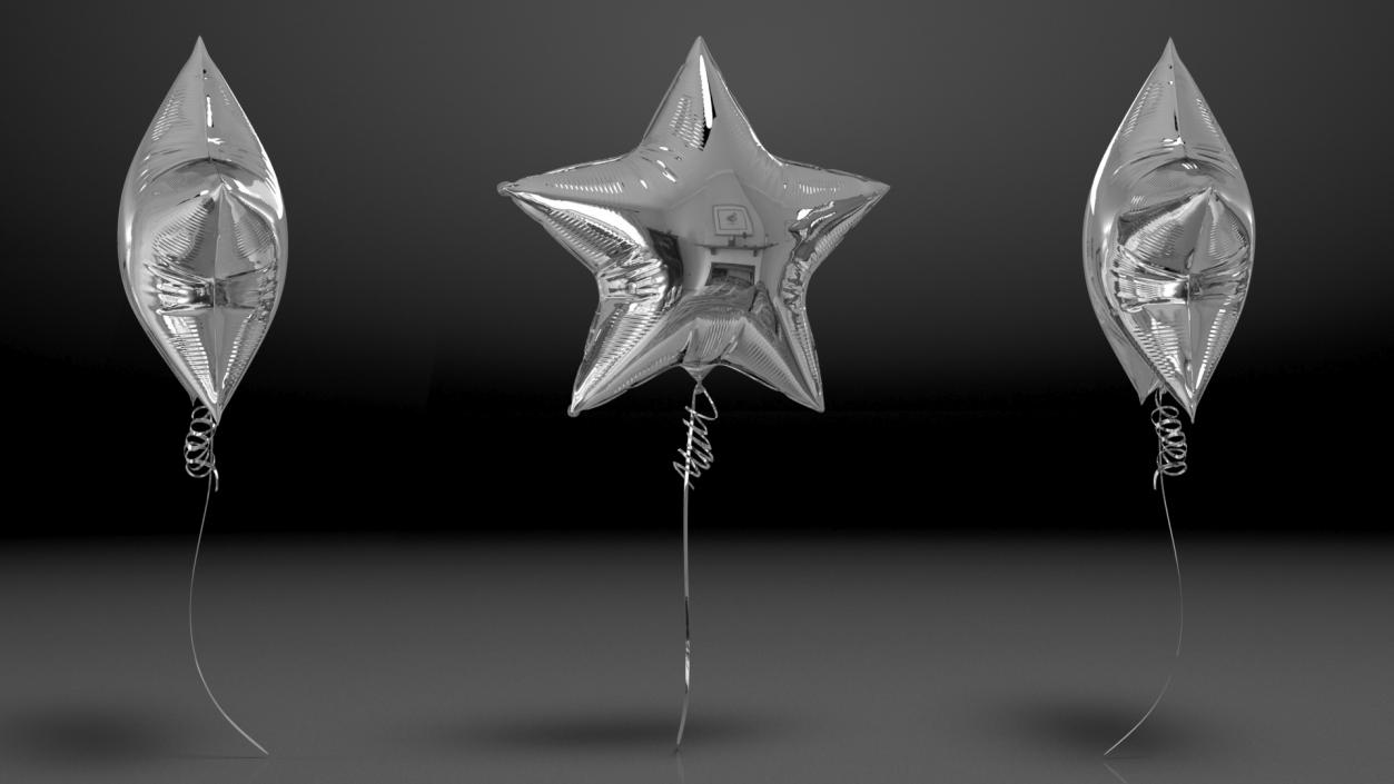 Silver Star Foil Balloon 3D model