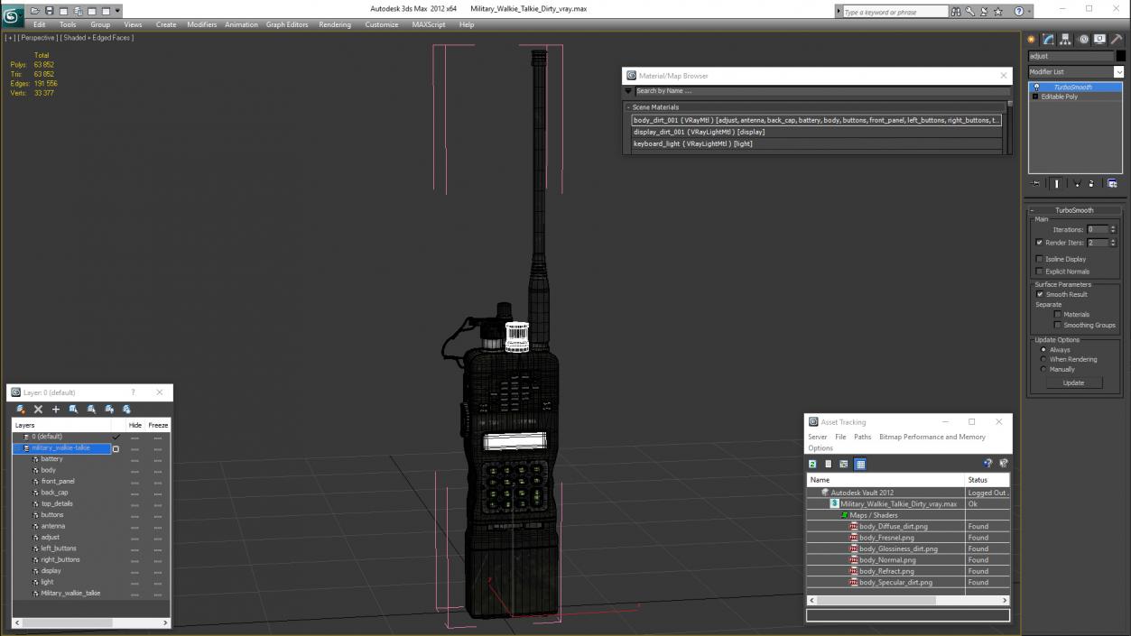 3D Military Walkie Talkie Dirty model