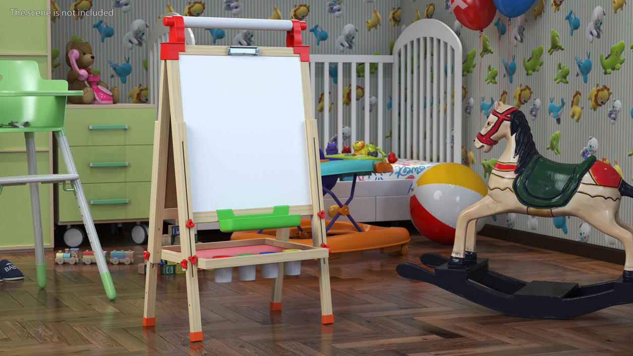 Kids Wooden Whiteboard 38 Inches 3D