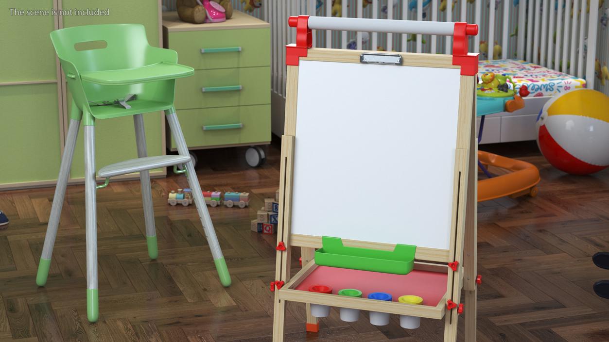 Kids Wooden Whiteboard 38 Inches 3D