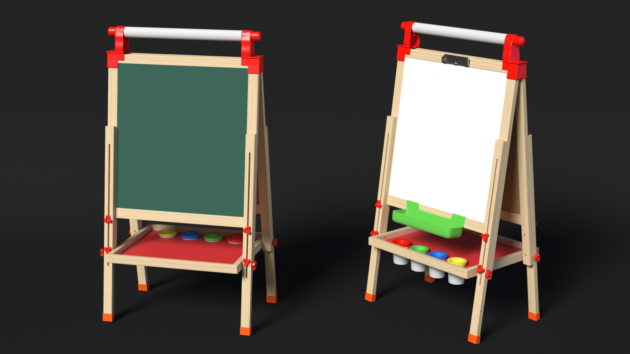 Kids Wooden Whiteboard 38 Inches 3D