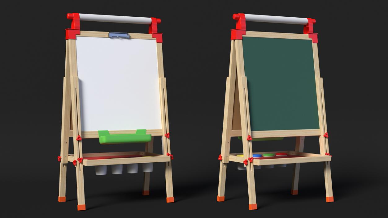 Kids Wooden Whiteboard 38 Inches 3D