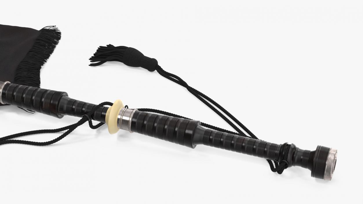 3D Scottish Bagpipes Instrument Black 2