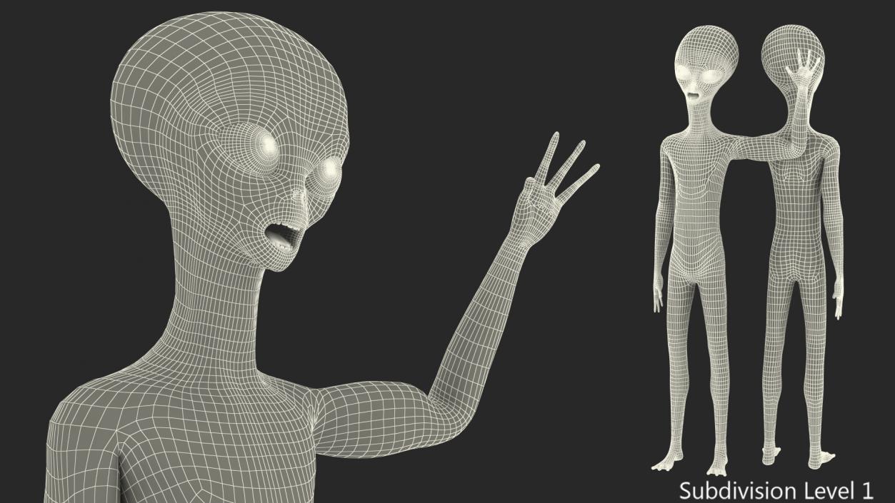 3D Space Alien Greetings Pose