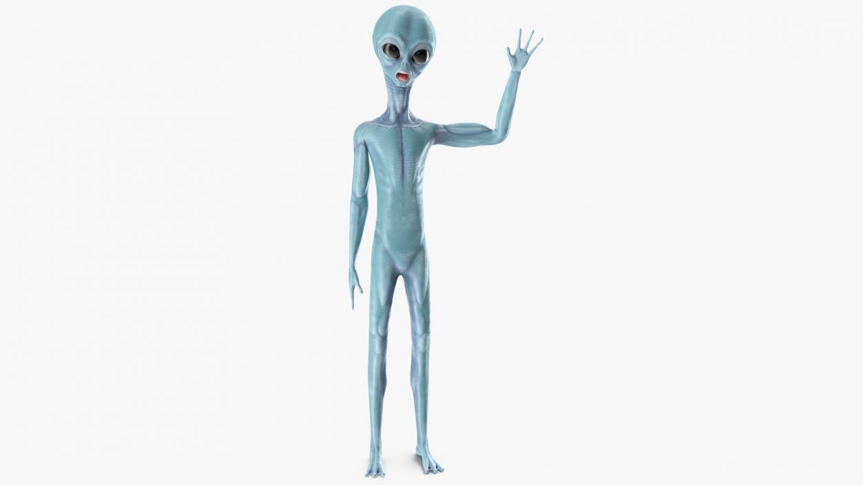 3D Space Alien Greetings Pose