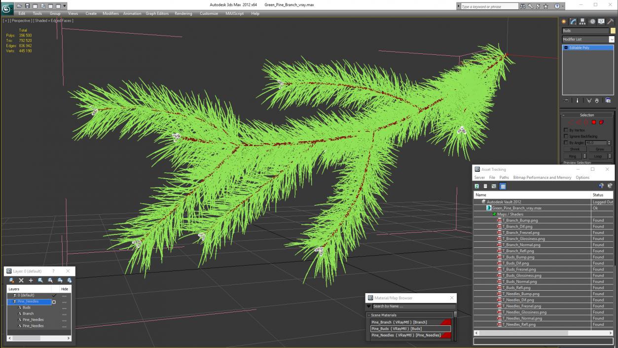 Green Pine Branch 3D