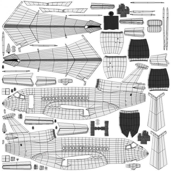 3D Business Jet Dassault Falcon 7X Generic Rigged