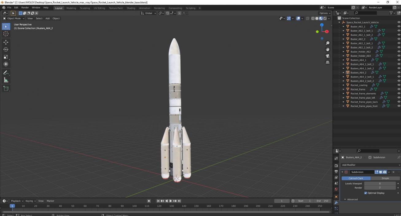 Space Rocket Launch Vehicle 3D