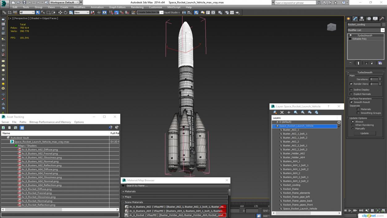 Space Rocket Launch Vehicle 3D