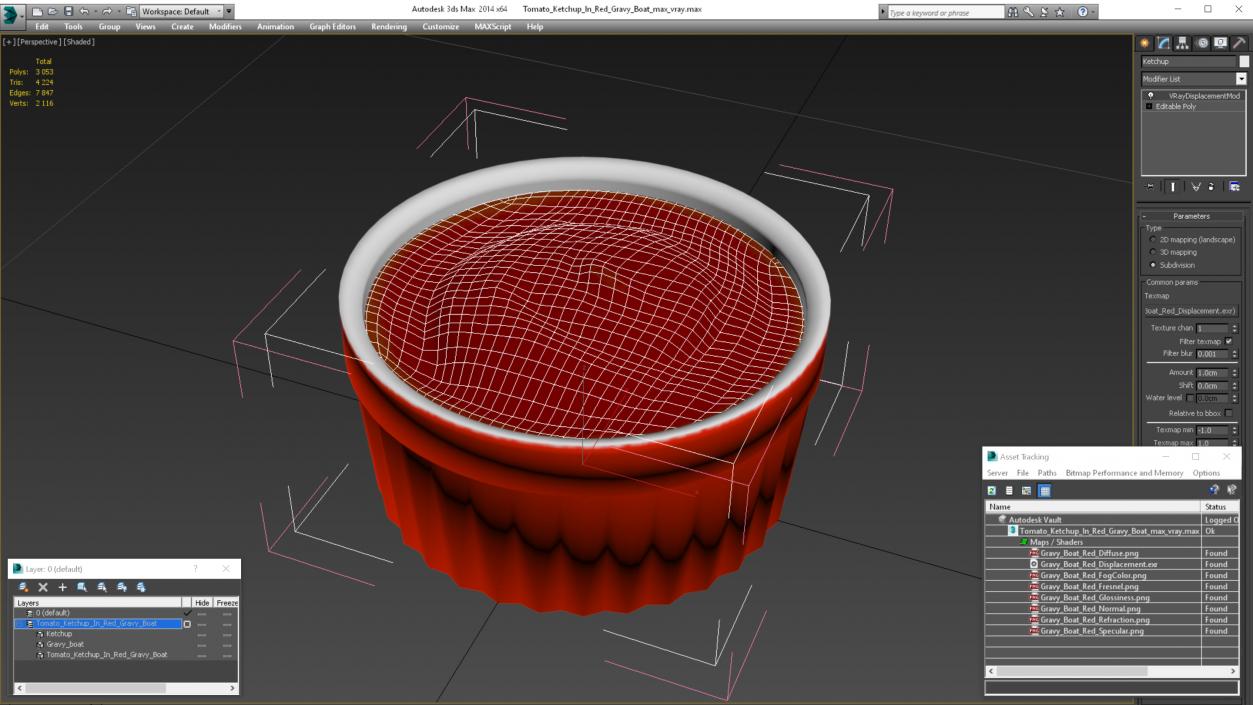 Tomato Ketchup In Red Gravy Boat 3D