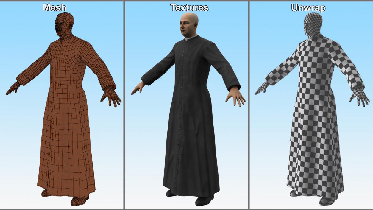 Catholic Priest Rigged 3D