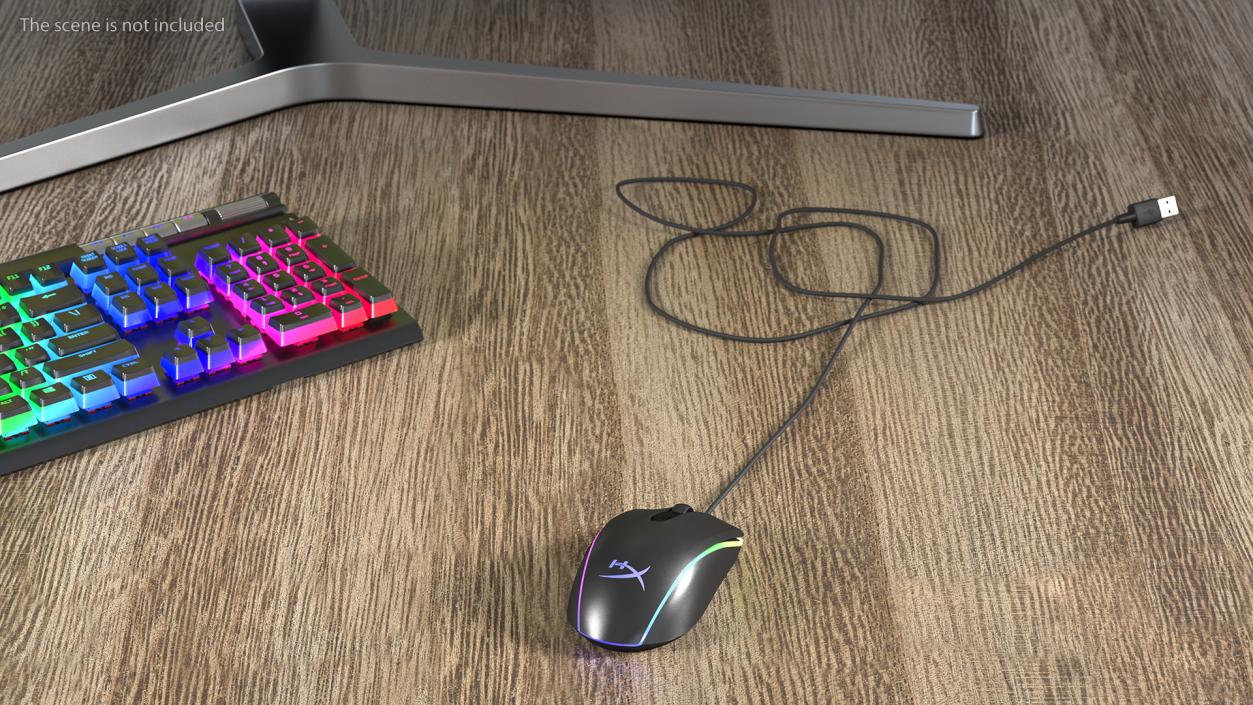 3D HyperX Pulsefire Surge RGB Gaming Mouse switched On