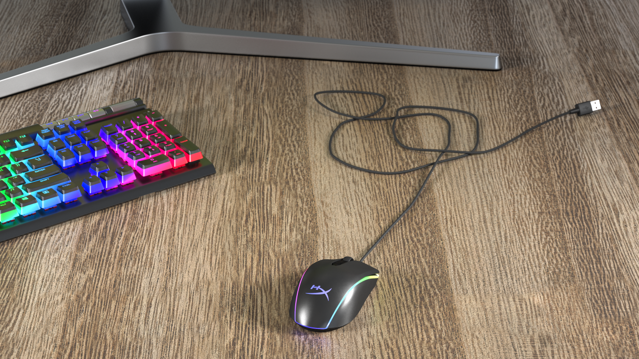 3D HyperX Pulsefire Surge RGB Gaming Mouse switched On