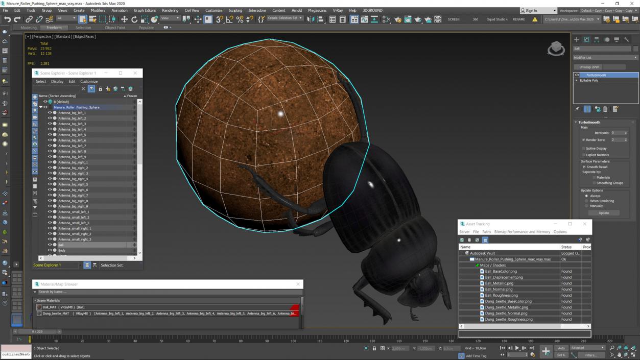 3D Manure Roller Pushing Sphere model