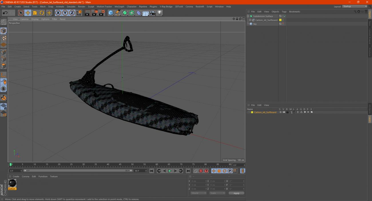 3D model Carbon Jet Surfboard