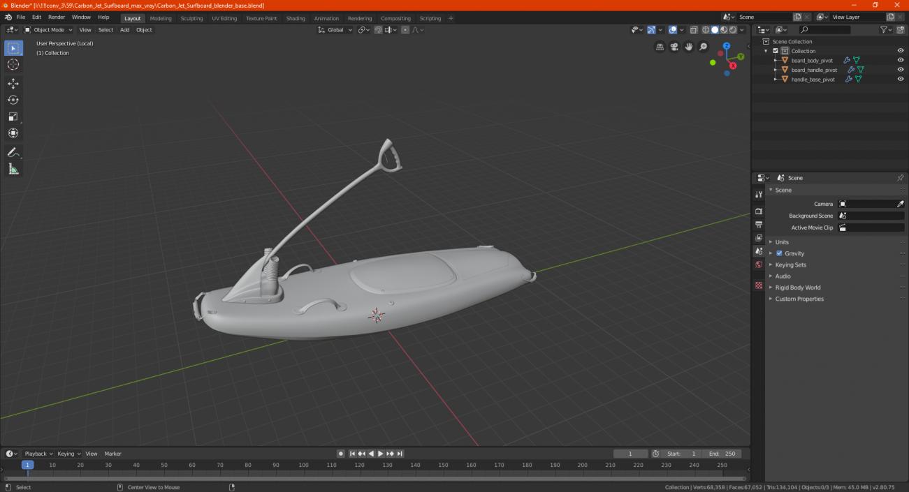 3D model Carbon Jet Surfboard