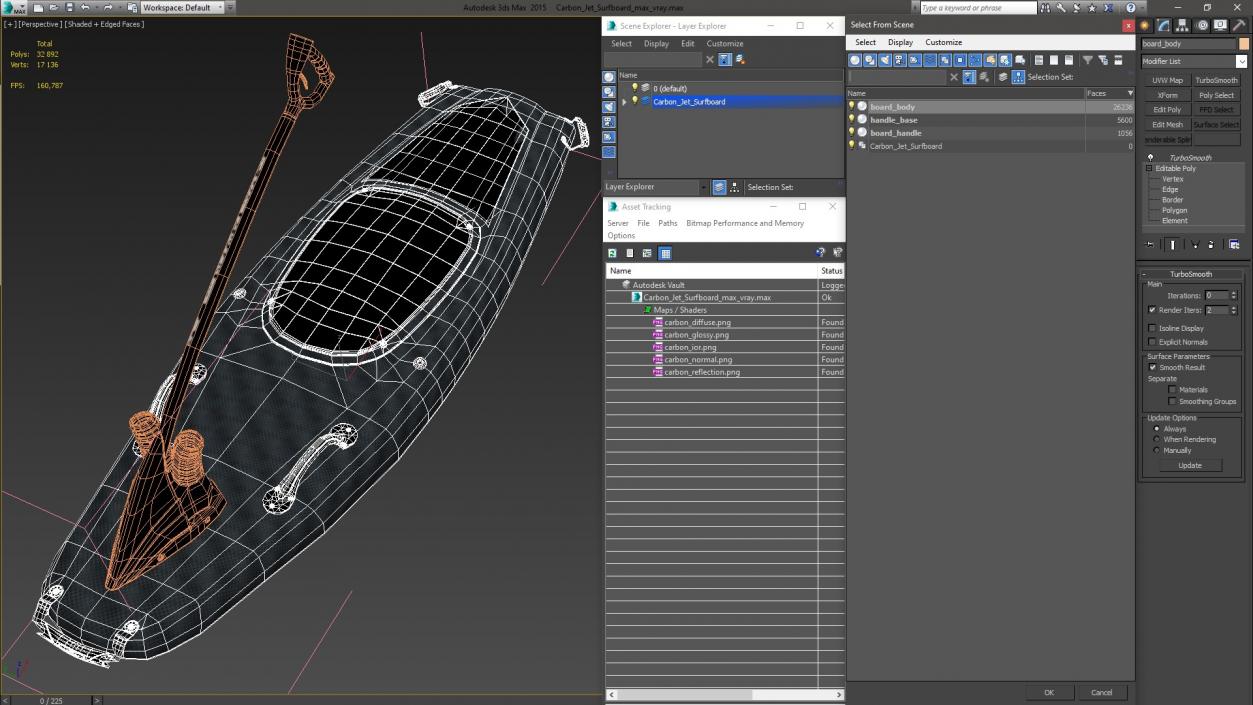 3D model Carbon Jet Surfboard