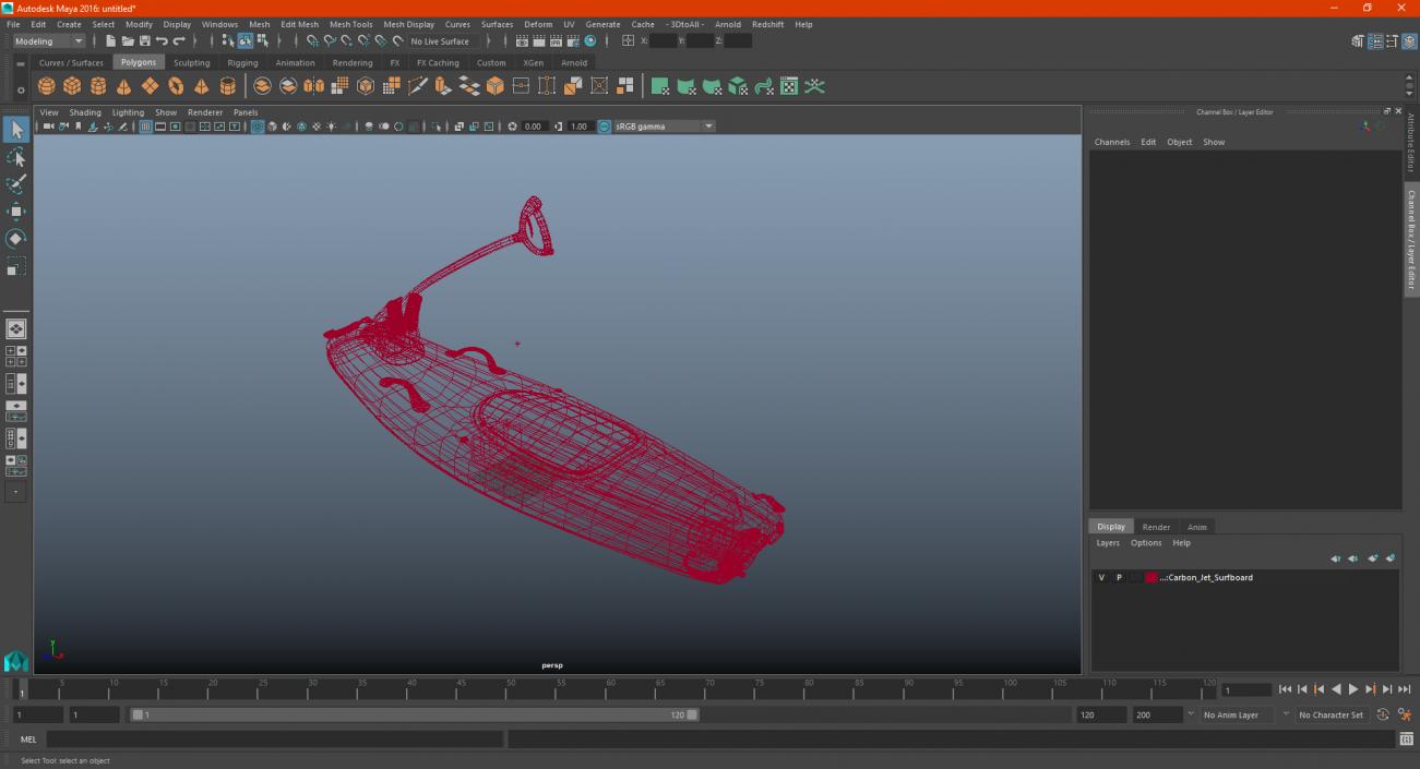 3D model Carbon Jet Surfboard