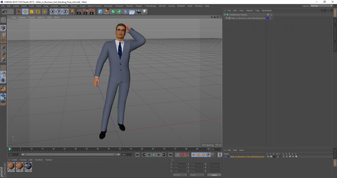 Man in Business Suit Standing Pose 3D model