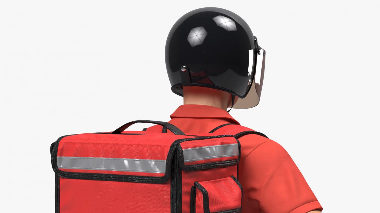 3D model Food Delivery Man wearing Helmet Neutral Pose