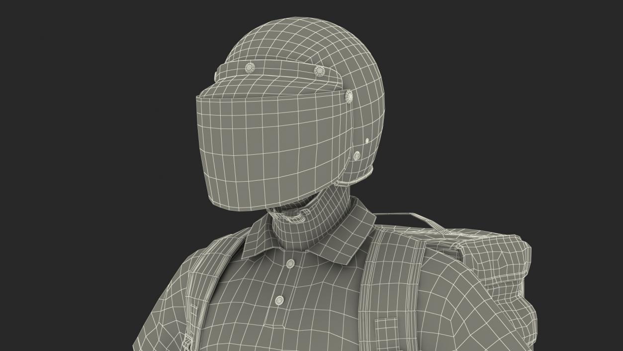 3D model Food Delivery Man wearing Helmet Neutral Pose