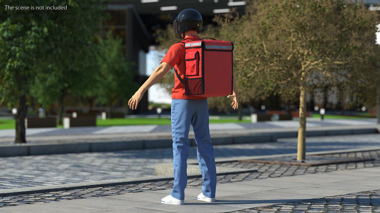 3D model Food Delivery Man wearing Helmet Neutral Pose