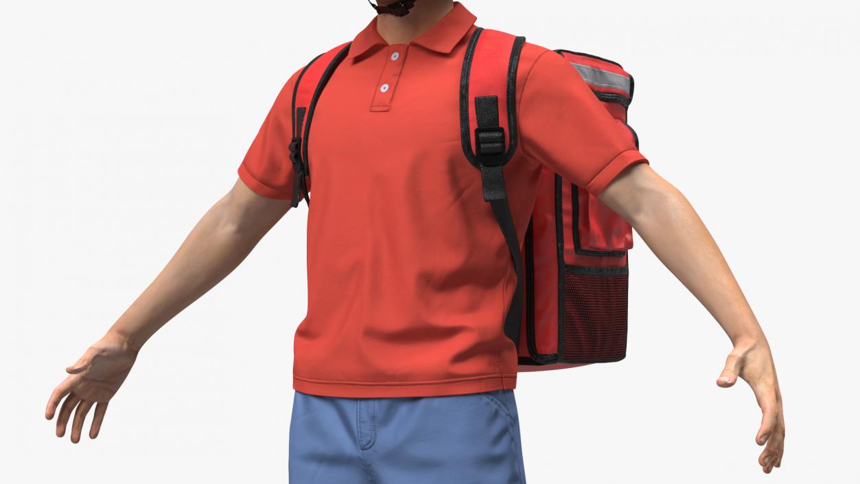 3D model Food Delivery Man wearing Helmet Neutral Pose