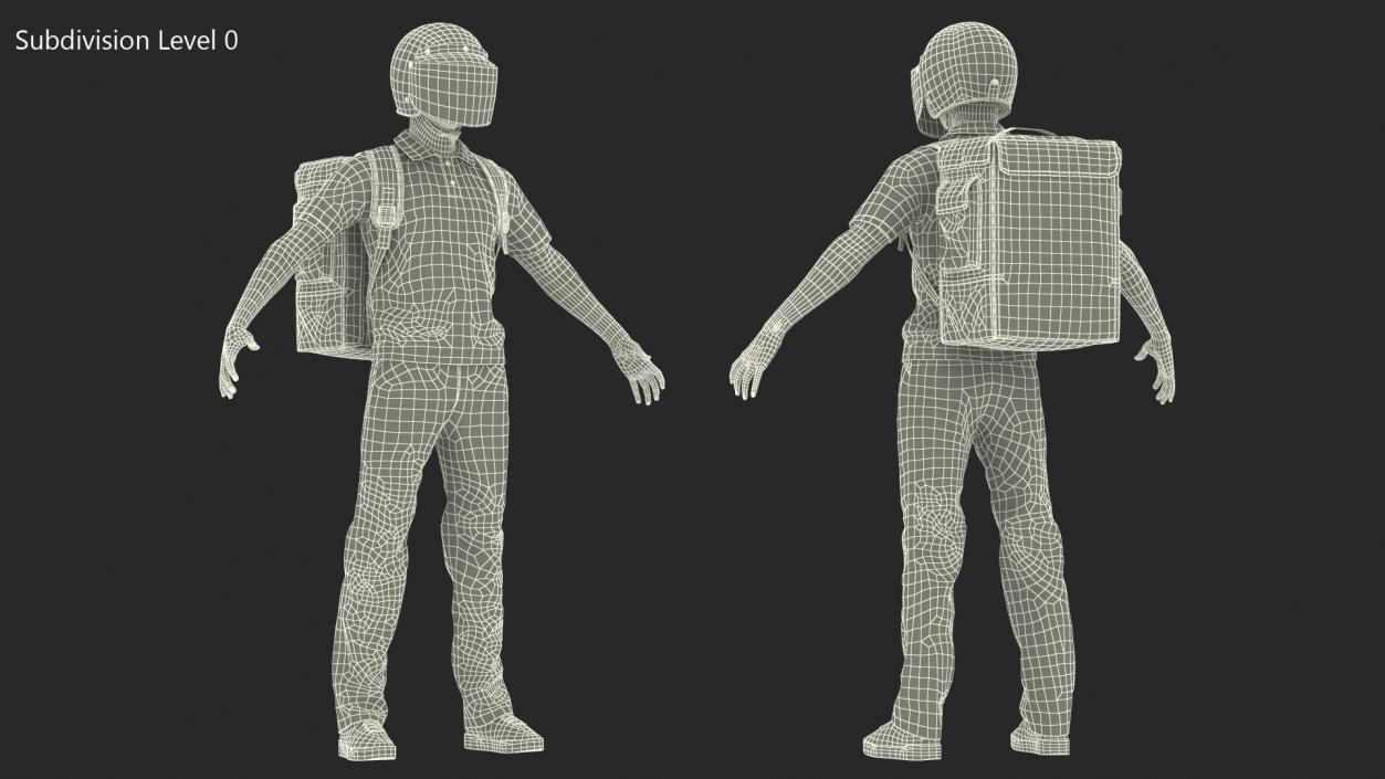 3D model Food Delivery Man wearing Helmet Neutral Pose