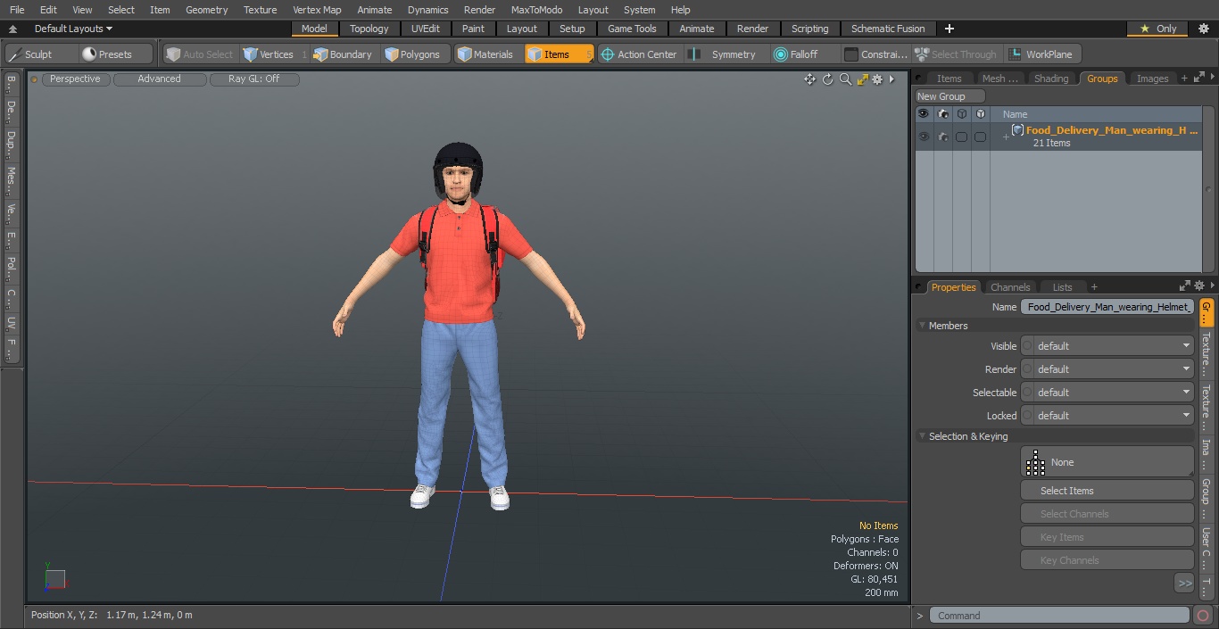 3D model Food Delivery Man wearing Helmet Neutral Pose