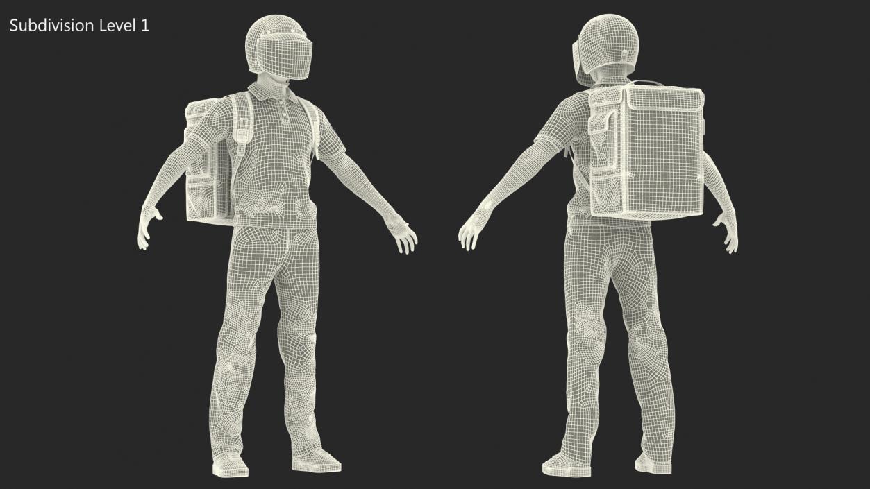 3D model Food Delivery Man wearing Helmet Neutral Pose