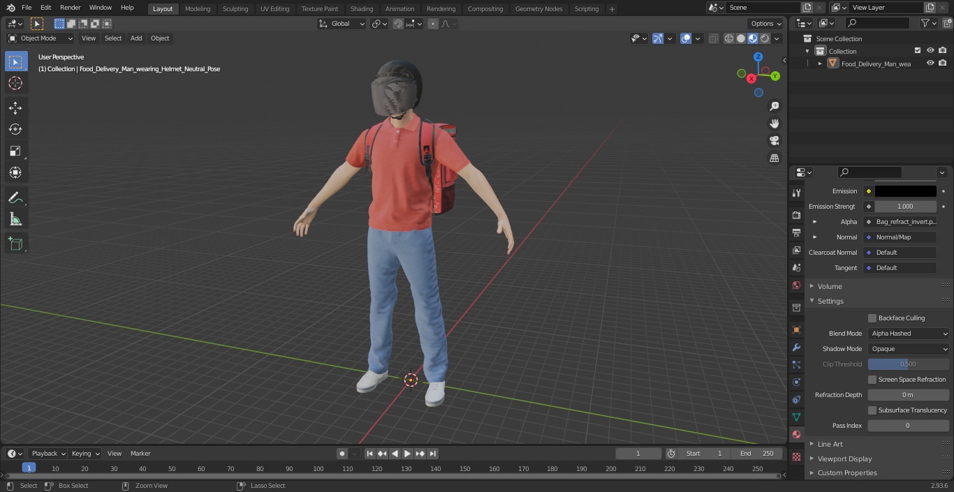 3D model Food Delivery Man wearing Helmet Neutral Pose