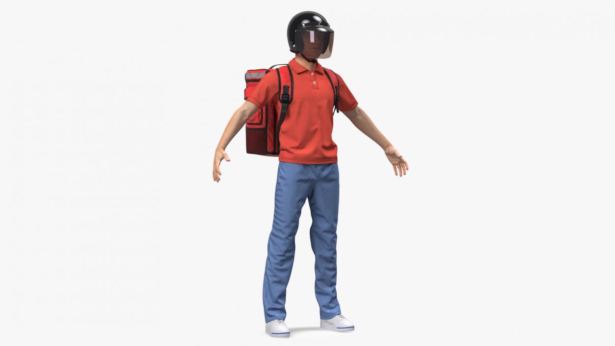 3D model Food Delivery Man wearing Helmet Neutral Pose