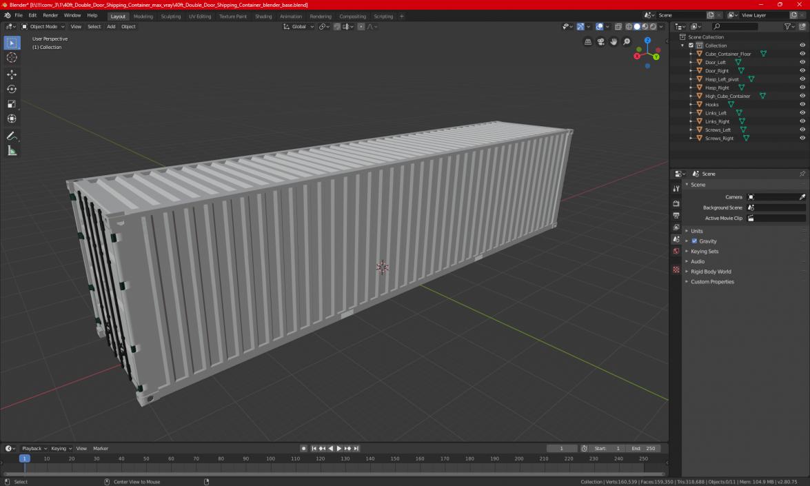 3D model 40ft Double Door Shipping Container