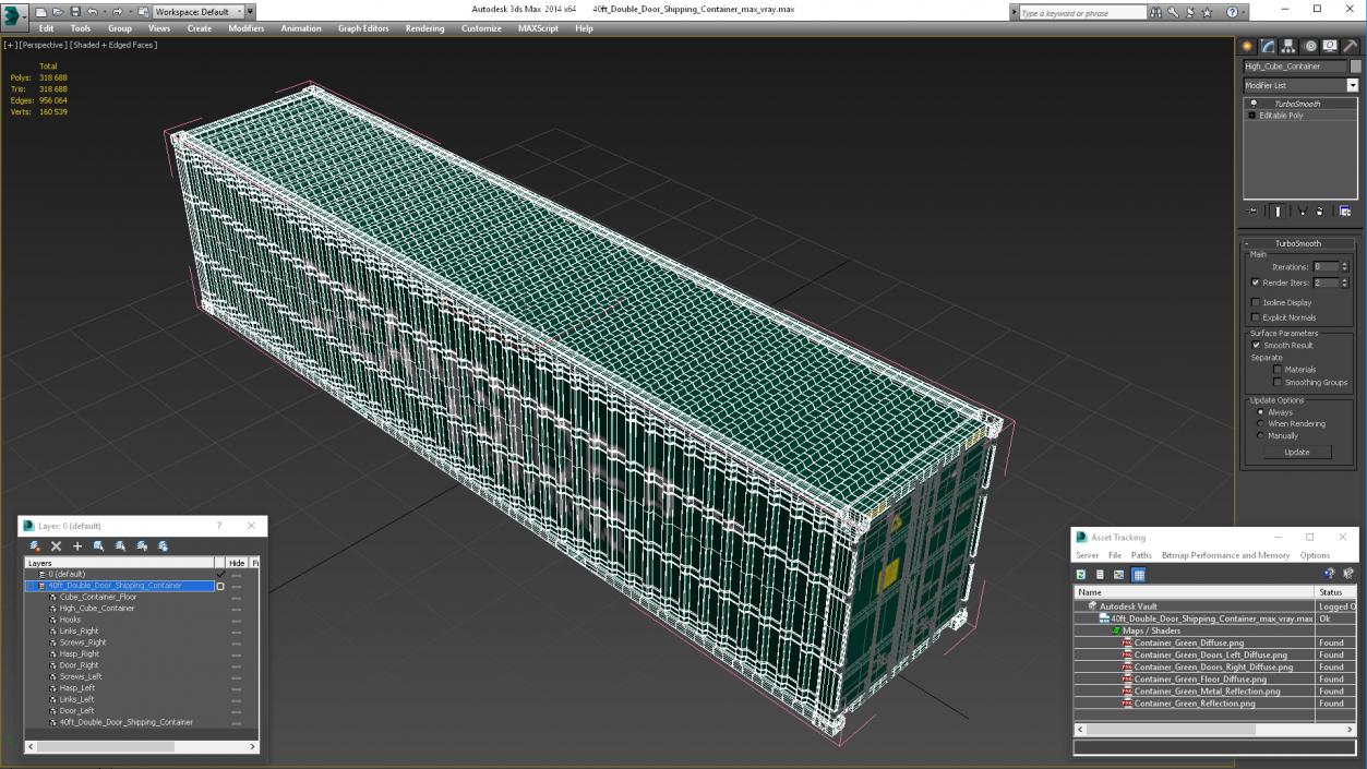 3D model 40ft Double Door Shipping Container