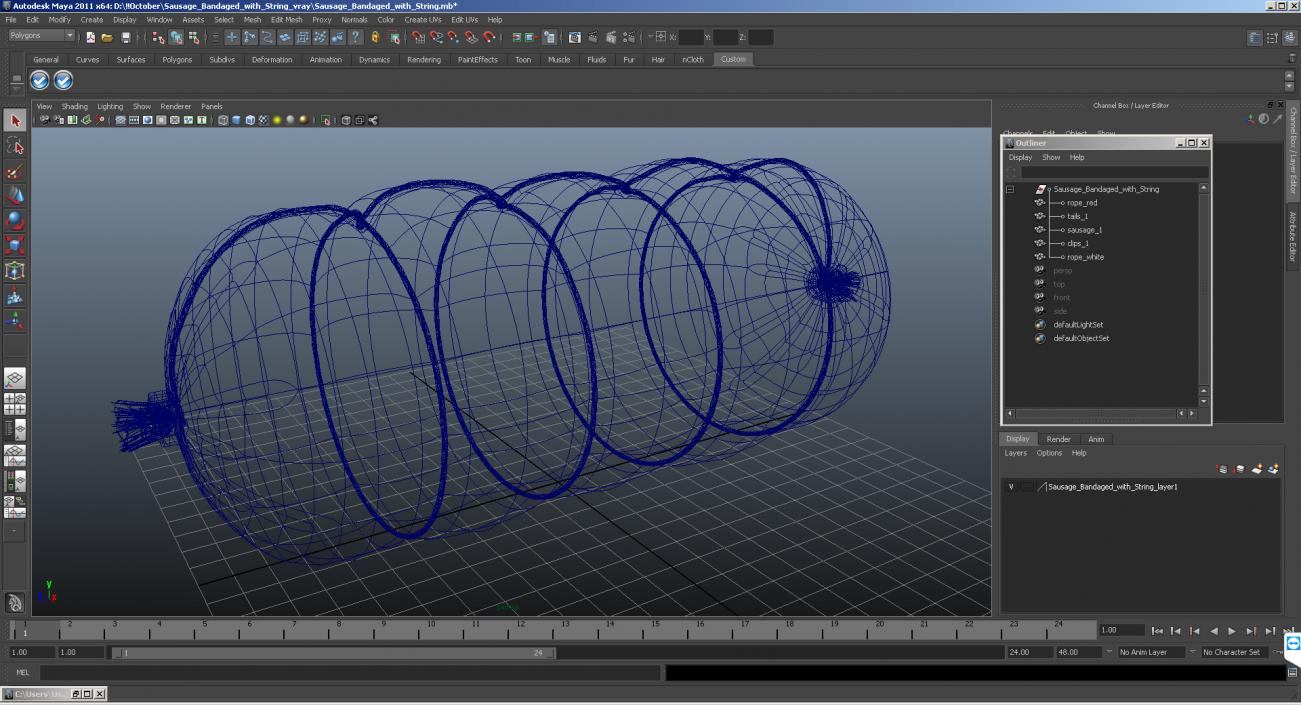 3D Sausage Bandaged with String model